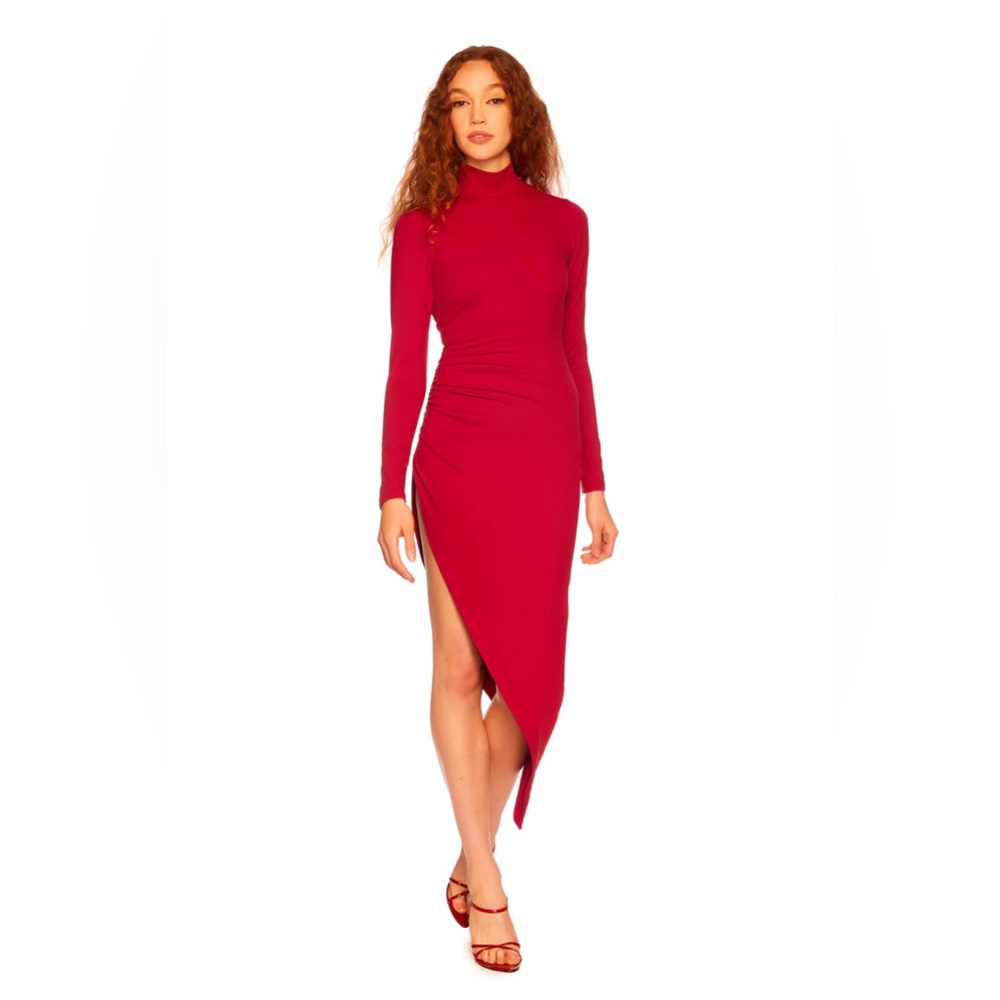 Susana Monaco Asymmetrical Side Gathered Dress in Berries Size XS